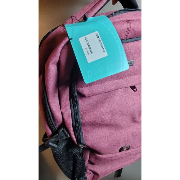 Duslang Backpack Laptop Bag USB Port Anti Theft Multi Pocket Rose Comfort Strap - Picture 9 of 9